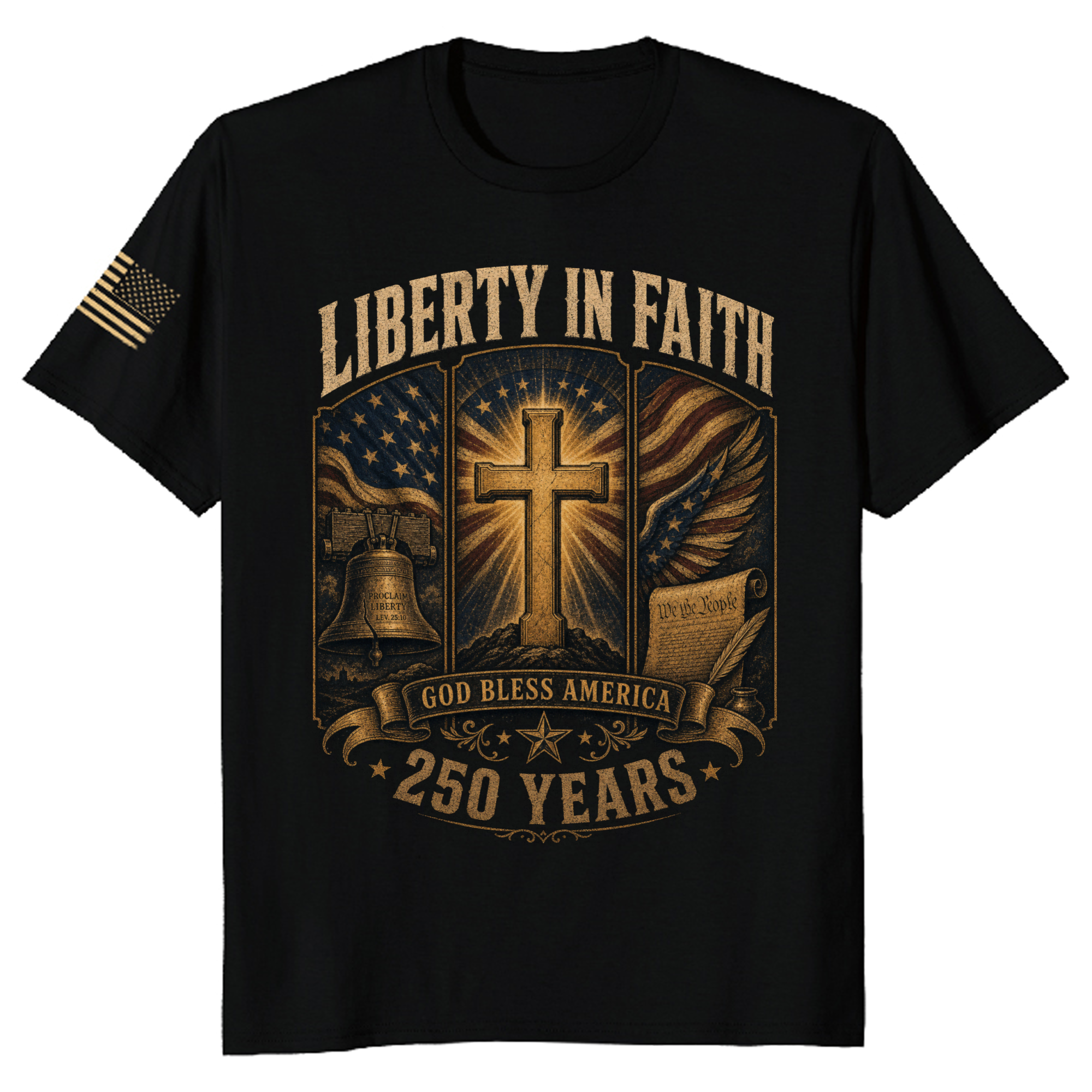 Patriotic Cross Americana Graphic T-Shirt