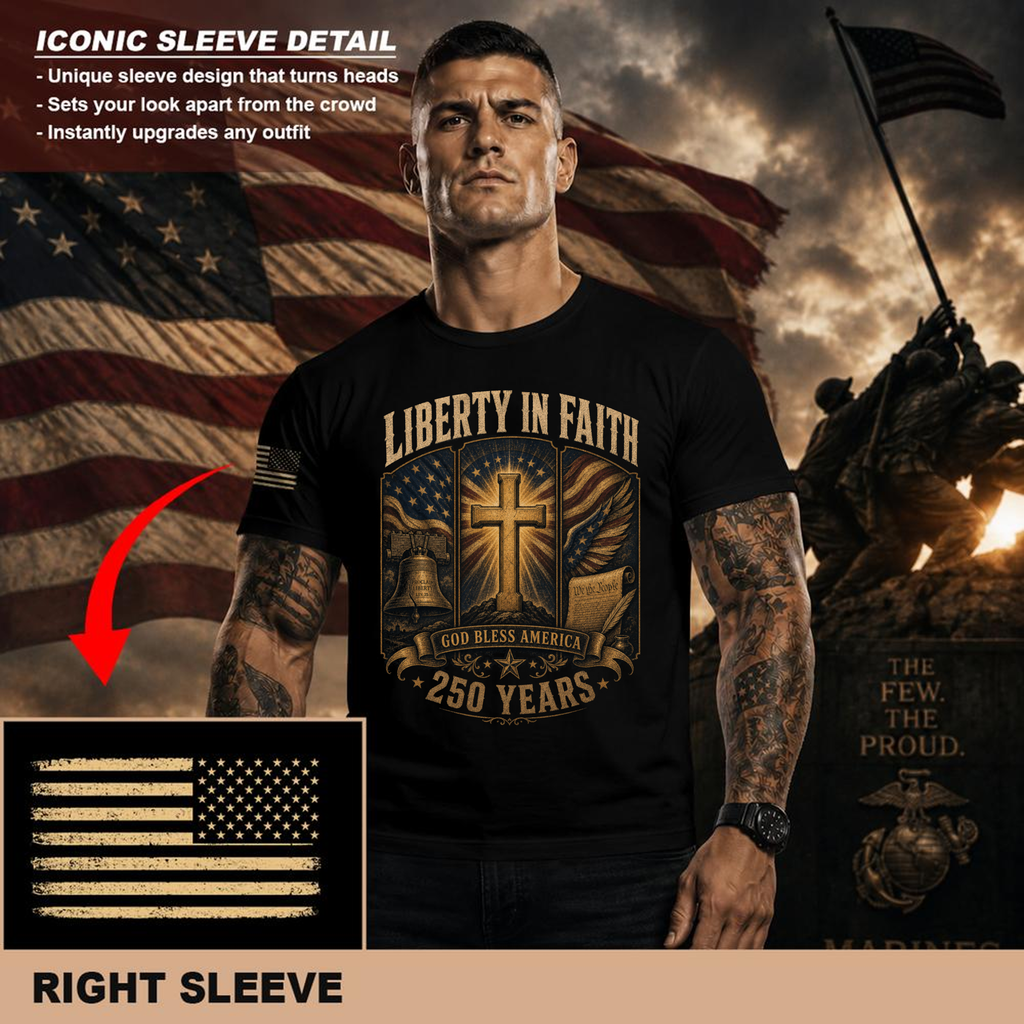 Patriotic Cross Americana Graphic T-Shirt