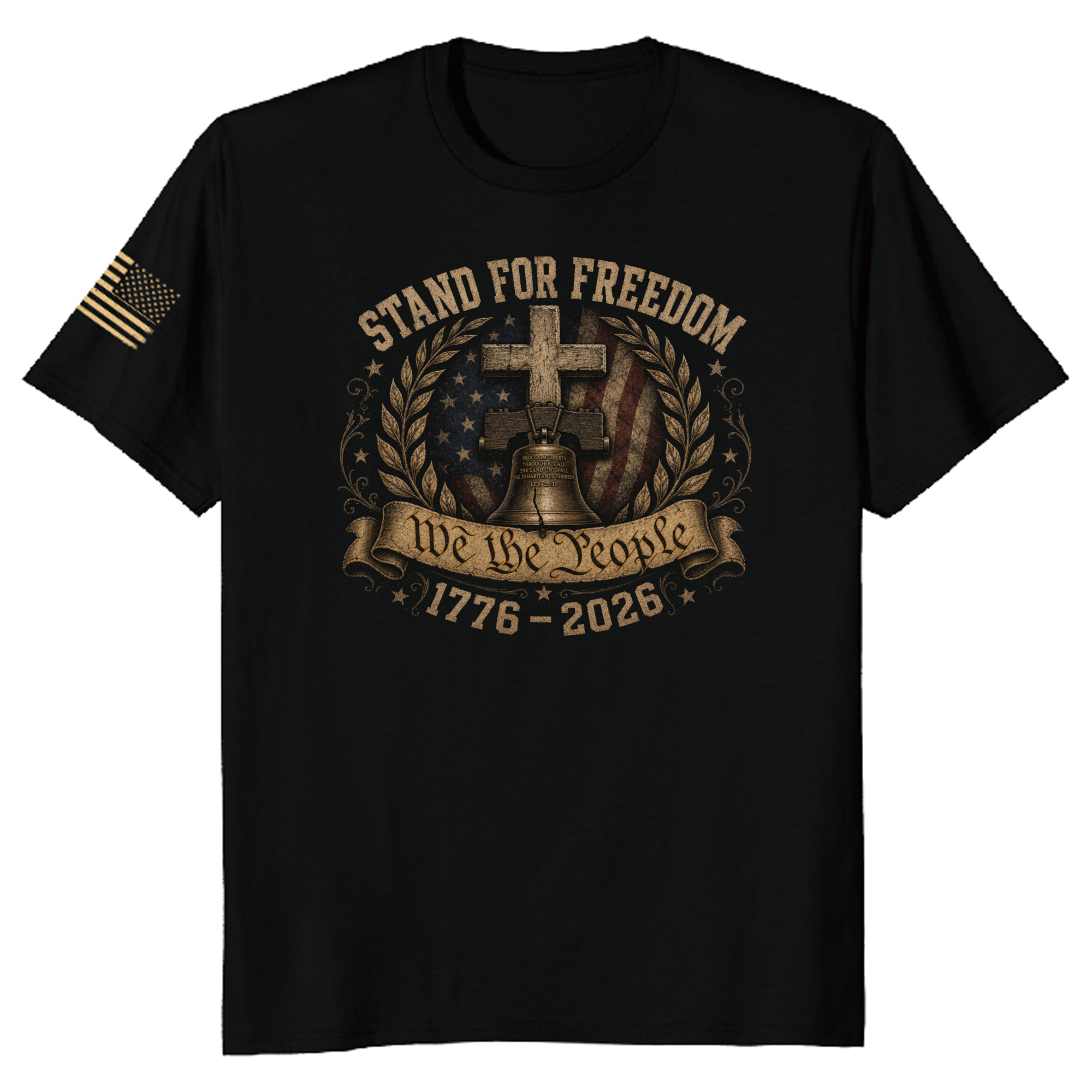 G5000 Vintage American Flag Cross Faith Graphic T-Shirt