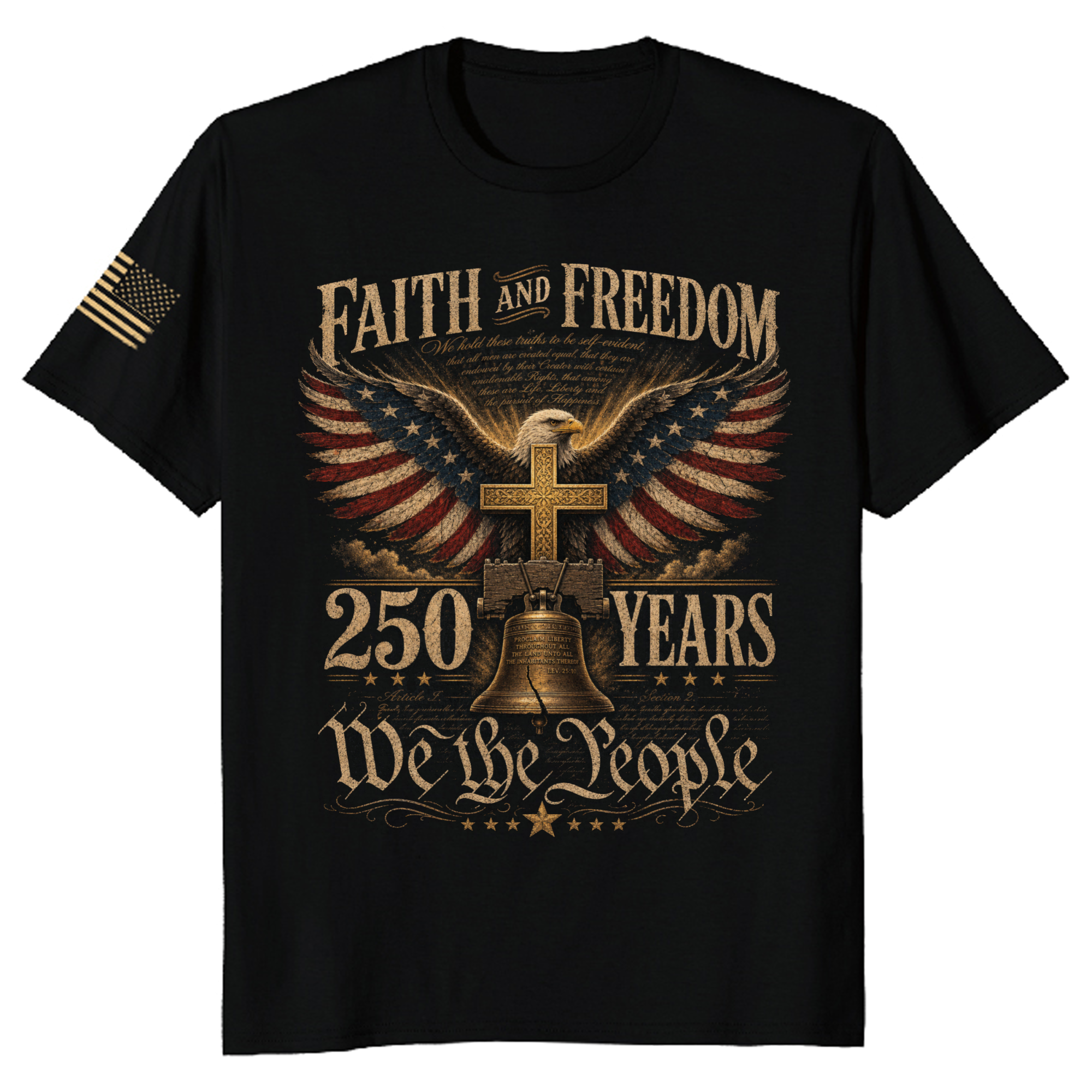 Patriotic Cross Red White Blue Faith Graphic T-Shirt