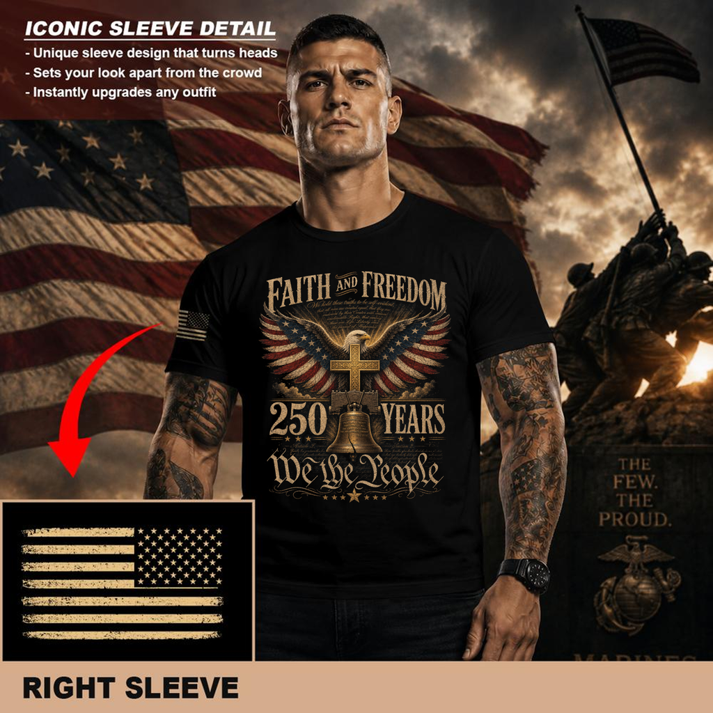Patriotic Cross Red White Blue Faith Graphic T-Shirt