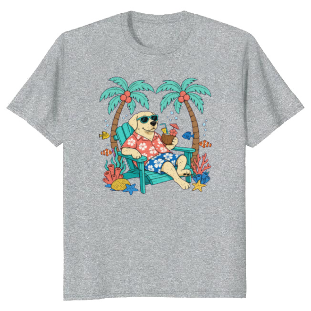Chillin' Deep Retro Underwater Lounge Lab Illustration T-Shirt