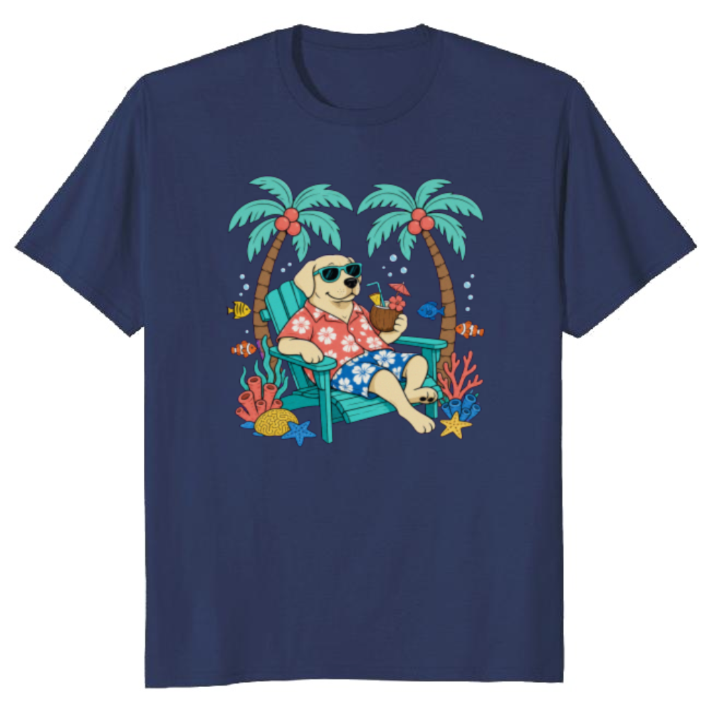 Chillin' Deep Retro Underwater Lounge Lab Illustration T-Shirt