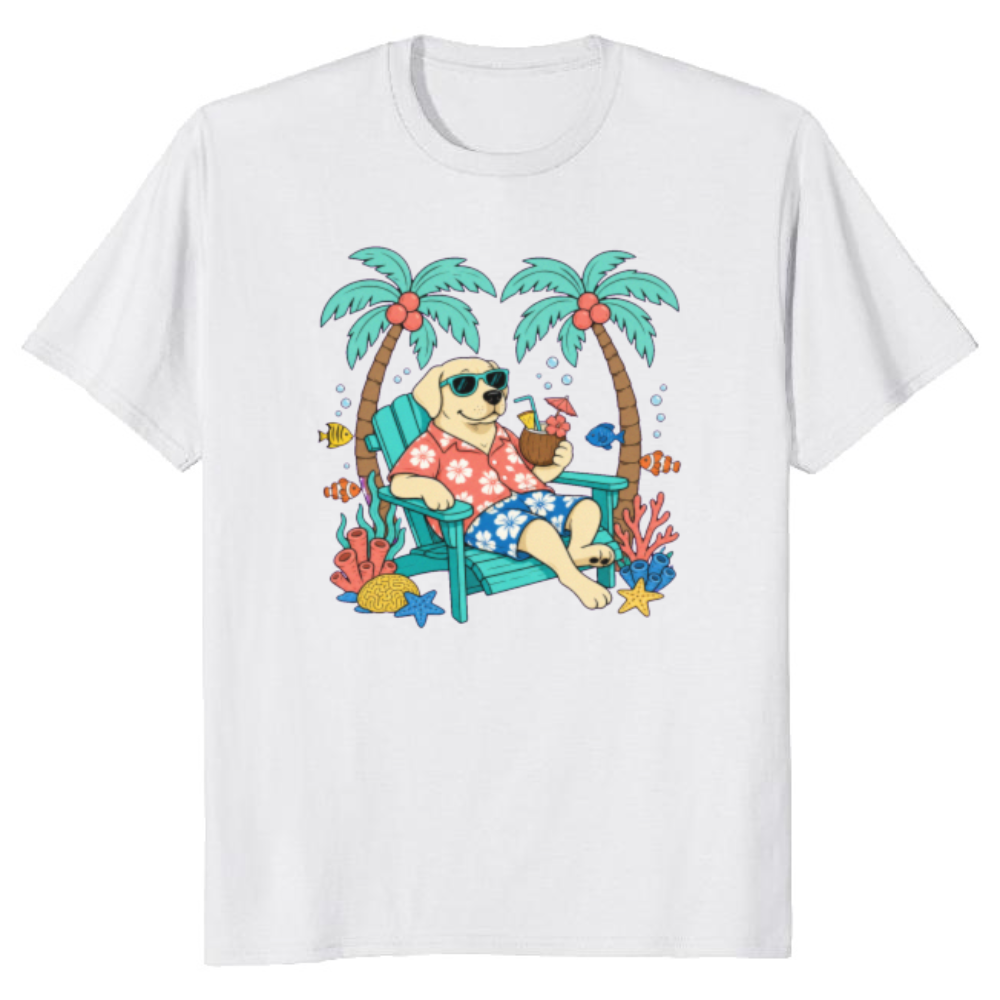 Chillin' Deep Retro Underwater Lounge Lab Illustration T-Shirt