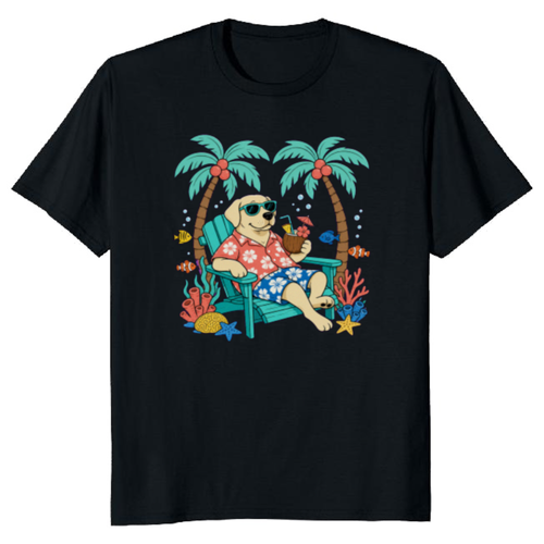 Chillin' Deep Retro Underwater Lounge Lab Illustration T-Shirt
