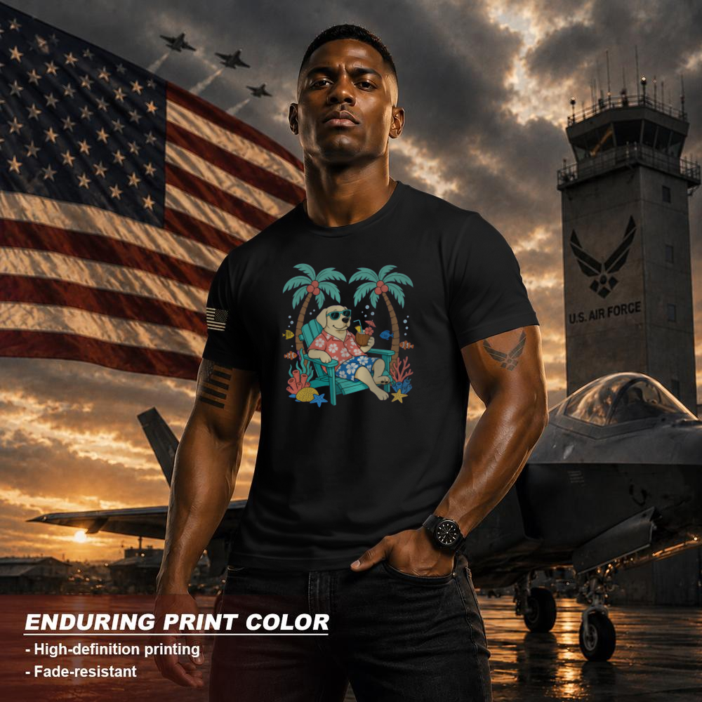 Chillin' Deep Retro Underwater Lounge Lab Illustration T-Shirt