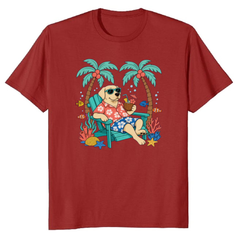 Chillin' Deep Retro Underwater Lounge Lab Illustration T-Shirt