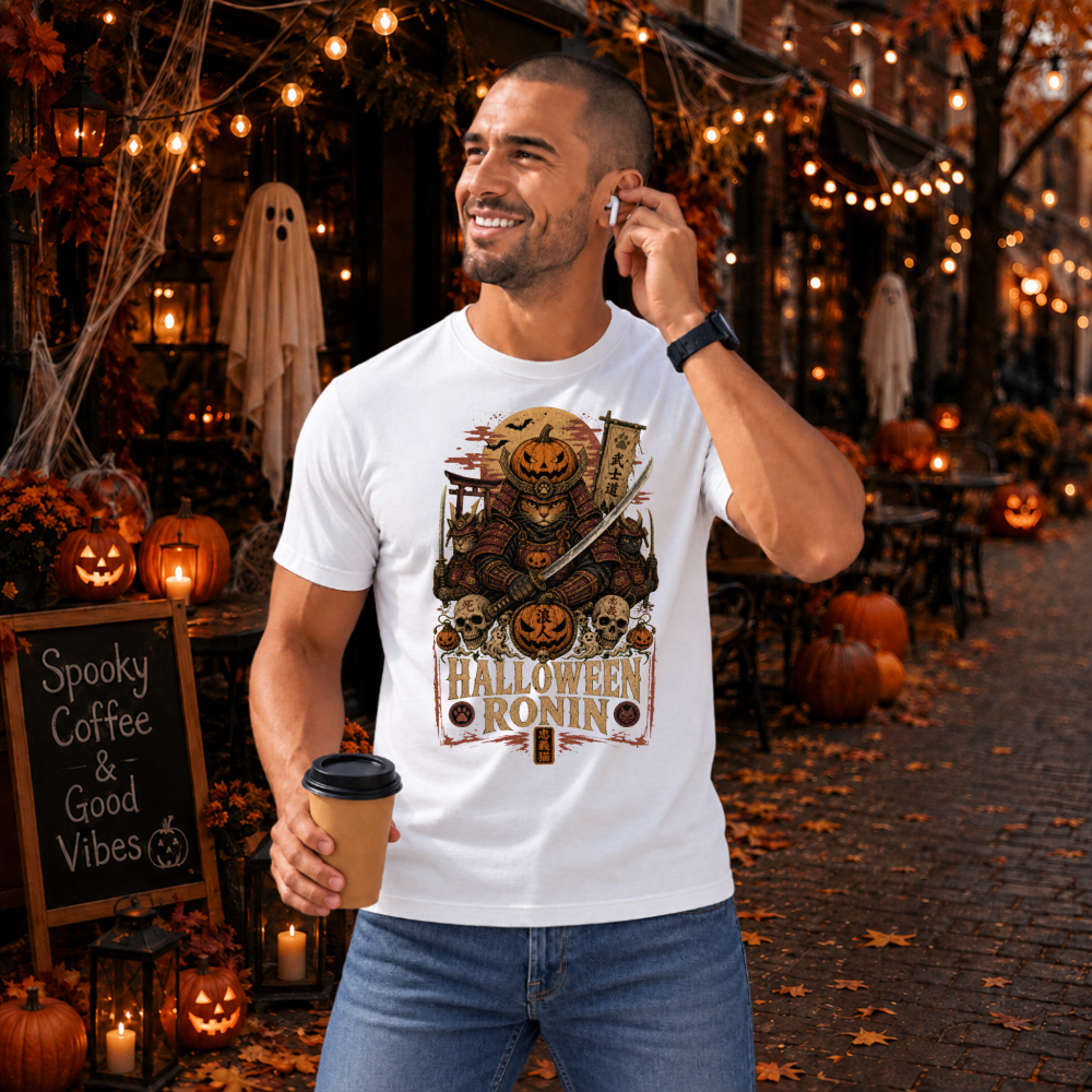 Halloween Cat Samurai T-Shirt