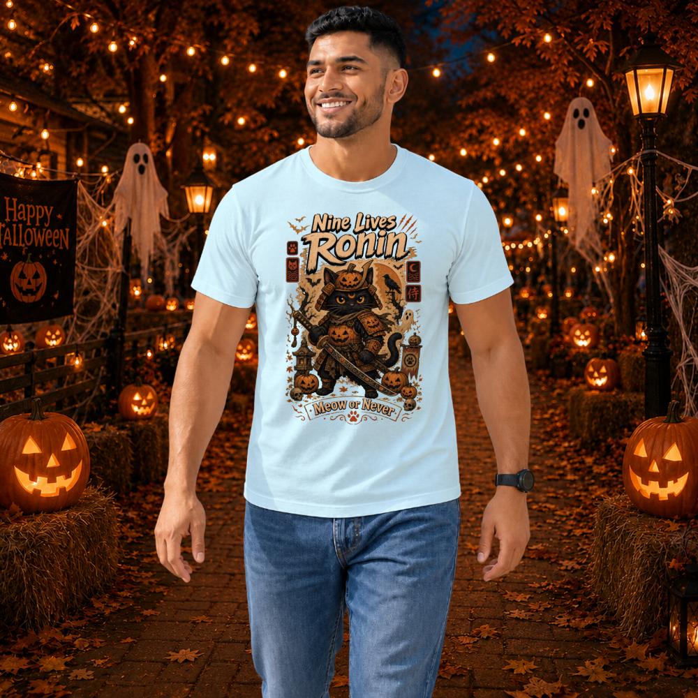 Vintage Halloween Samurai Cat T-Shirt