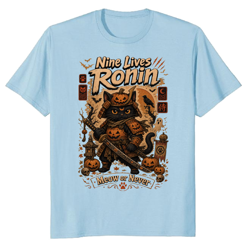 Vintage Halloween Samurai Cat T-Shirt
