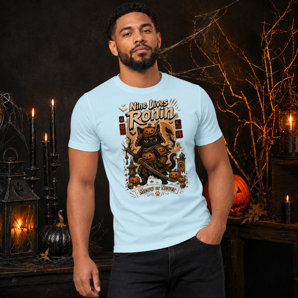 Vintage Halloween Samurai Cat T-Shirt