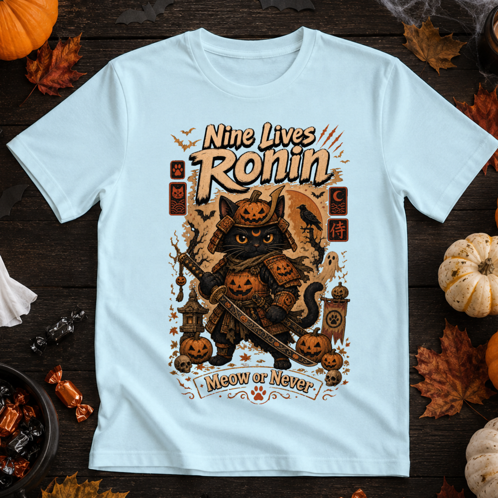 Vintage Halloween Samurai Cat T-Shirt