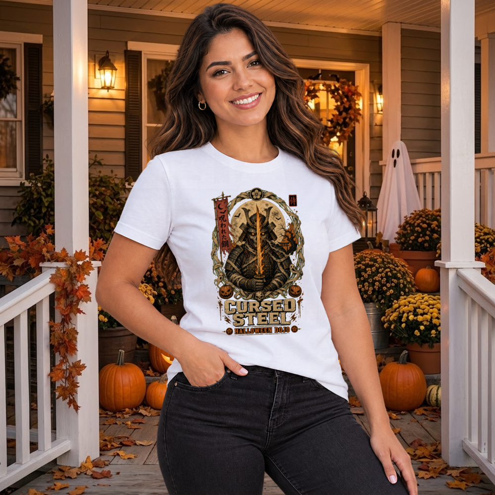 Cursed Steel Halloween Samurai Black T-Shirt