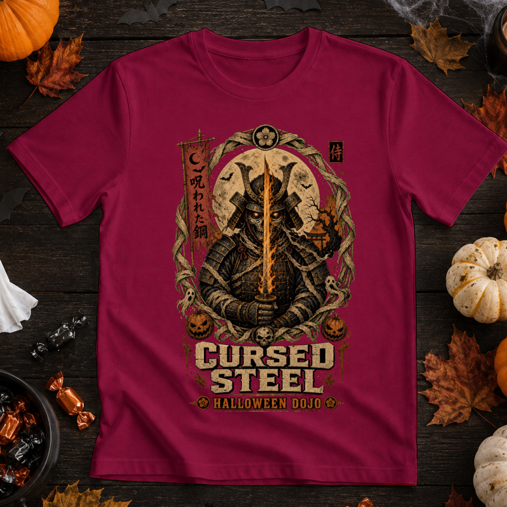 Cursed Steel Halloween Samurai Black T-Shirt