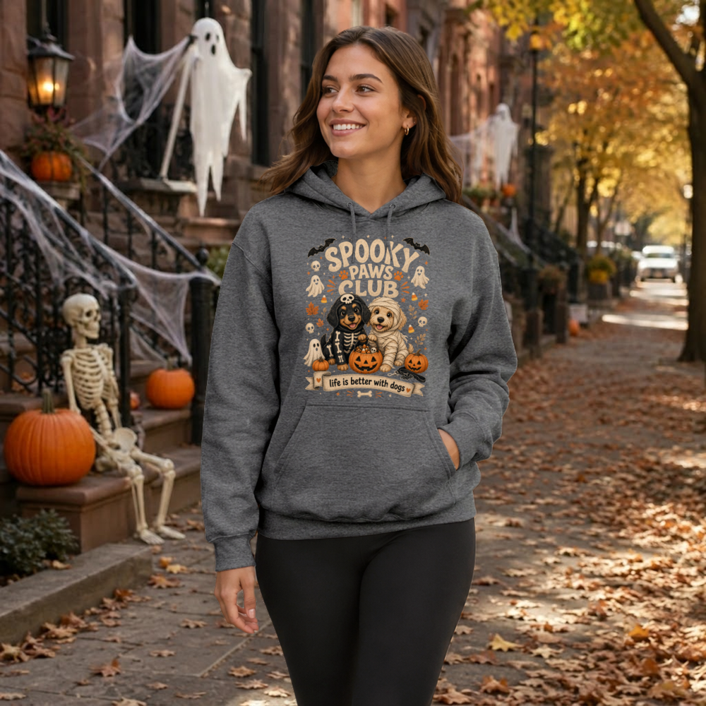 Spooky Paws Club Costumed Dogs Hoodie