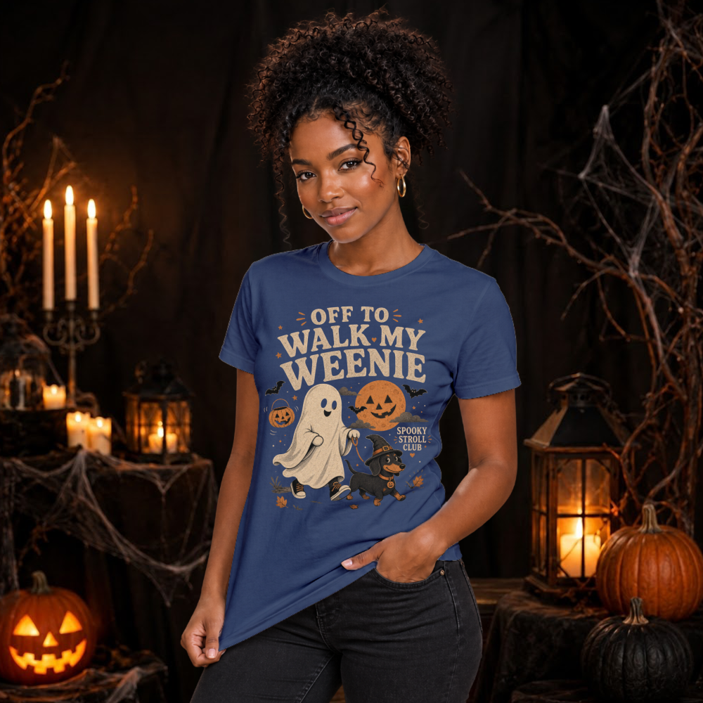 Off to Walk My Weenie Halloween Dachshund T-Shirt