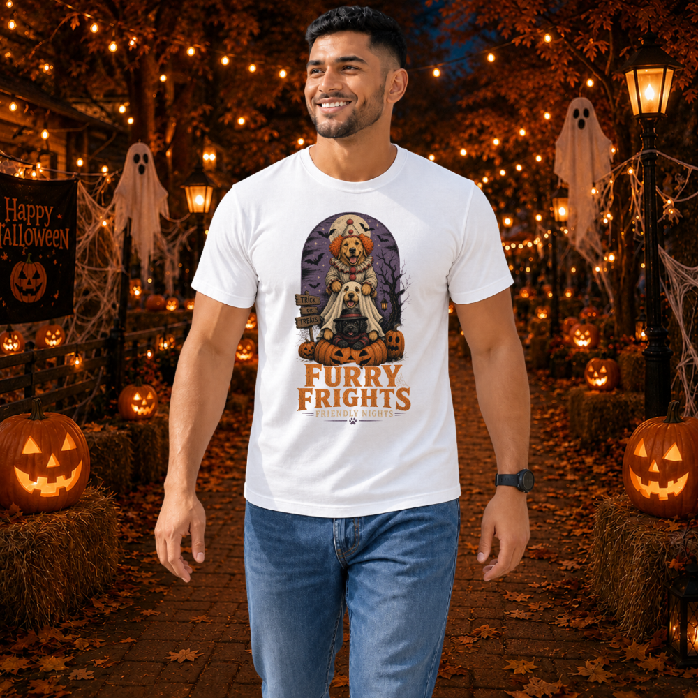 Furry Frights Friendly Nights Vintage Ghost Dog T-Shirt
