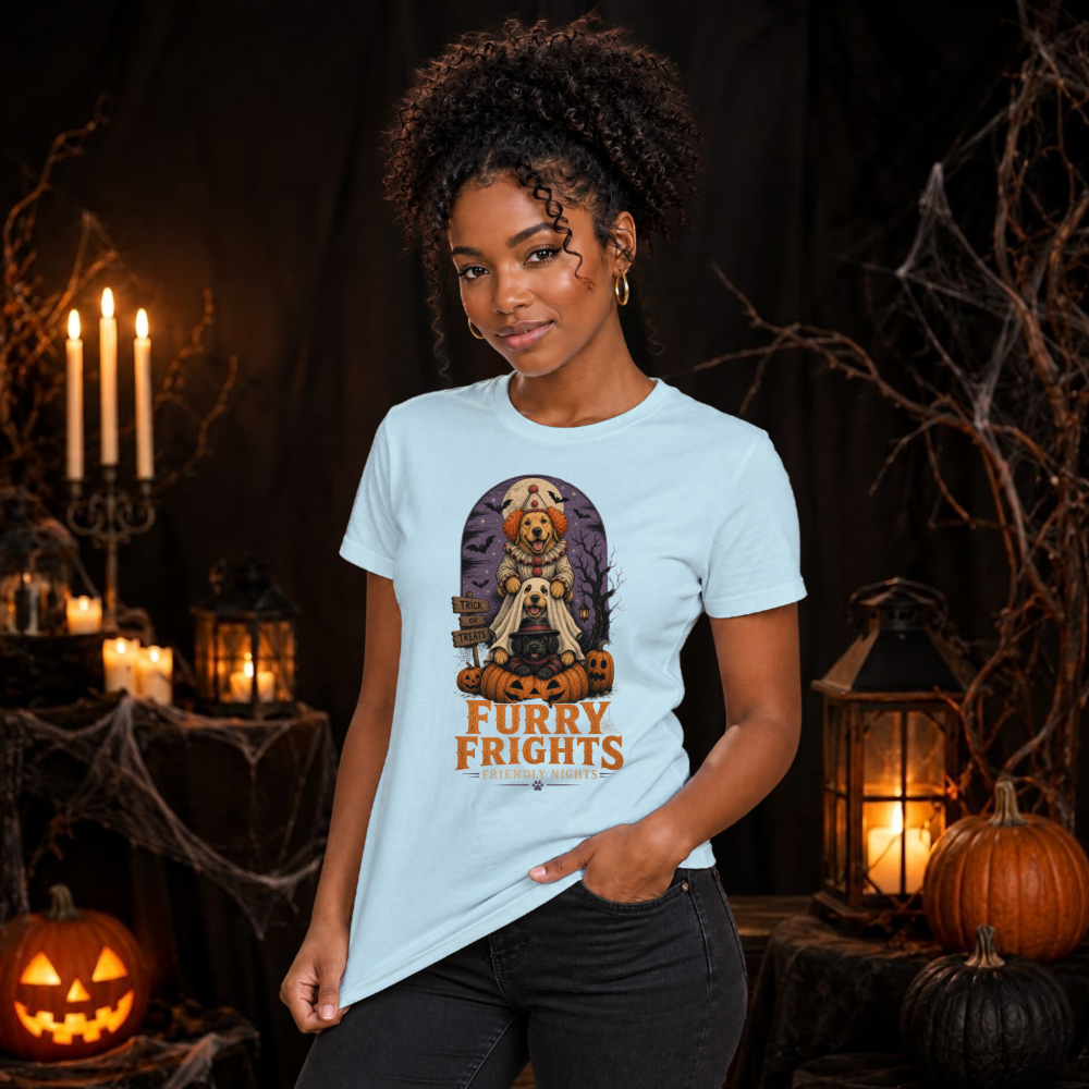 Furry Frights Friendly Nights Vintage Ghost Dog T-Shirt