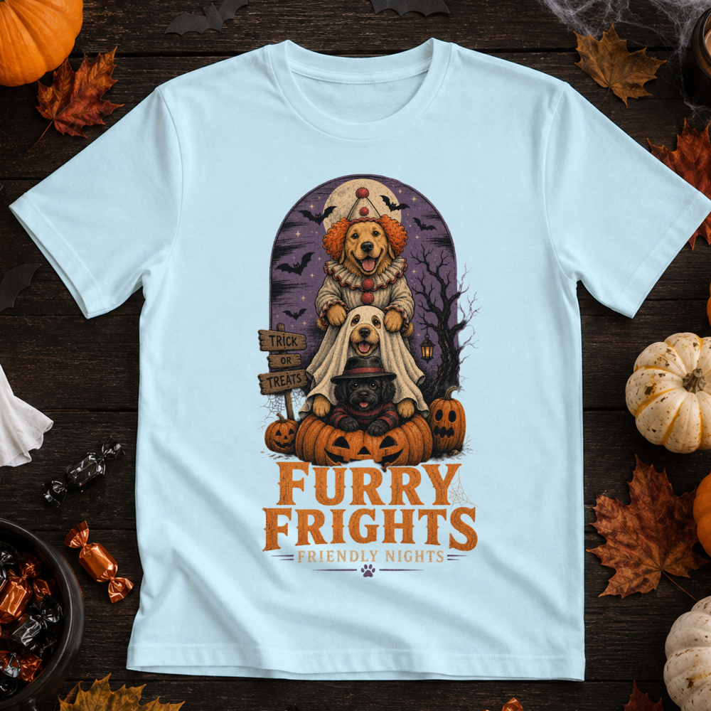 Furry Frights Friendly Nights Vintage Ghost Dog T-Shirt