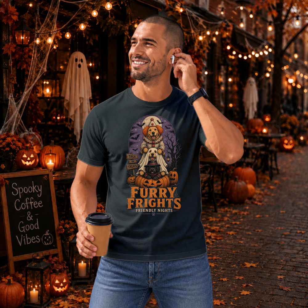 Furry Frights Friendly Nights Vintage Ghost Dog T-Shirt