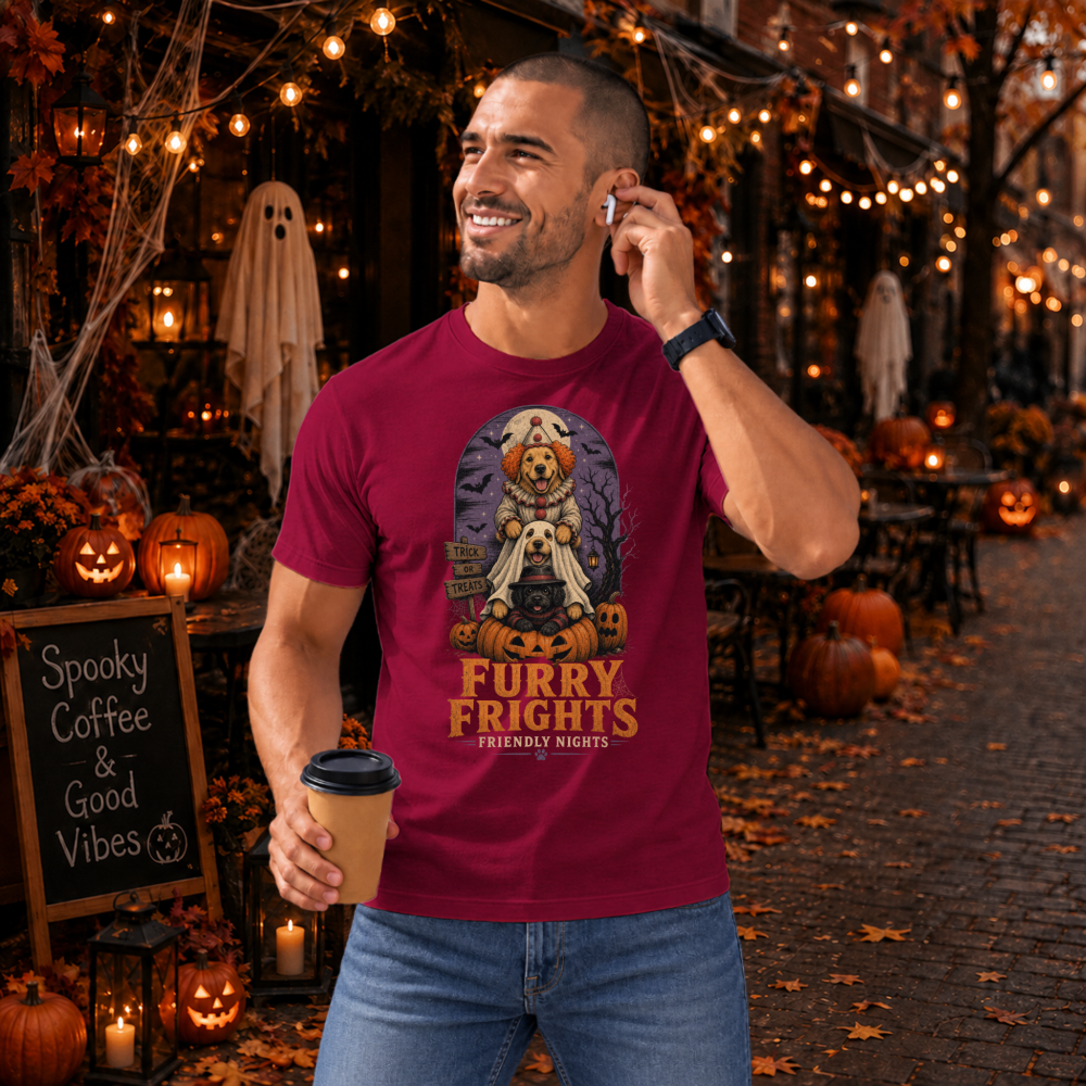 Furry Frights Friendly Nights Vintage Ghost Dog T-Shirt