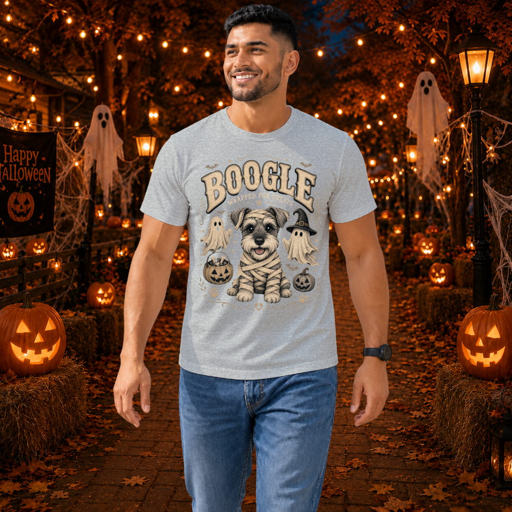 Boogle Wrapped for Treats Mummy Schnauzer T-Shirt
