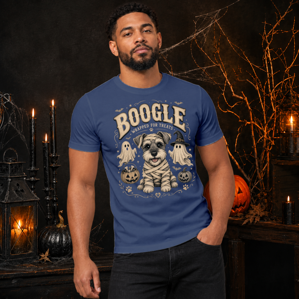Boogle Wrapped for Treats Mummy Schnauzer T-Shirt