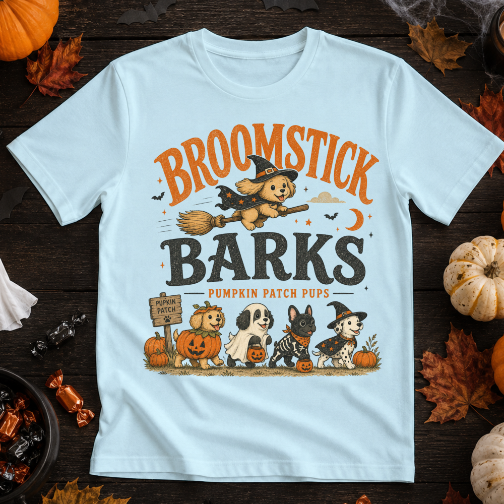 Broomstick Barks Vintage Witch Puppy T-Shirt