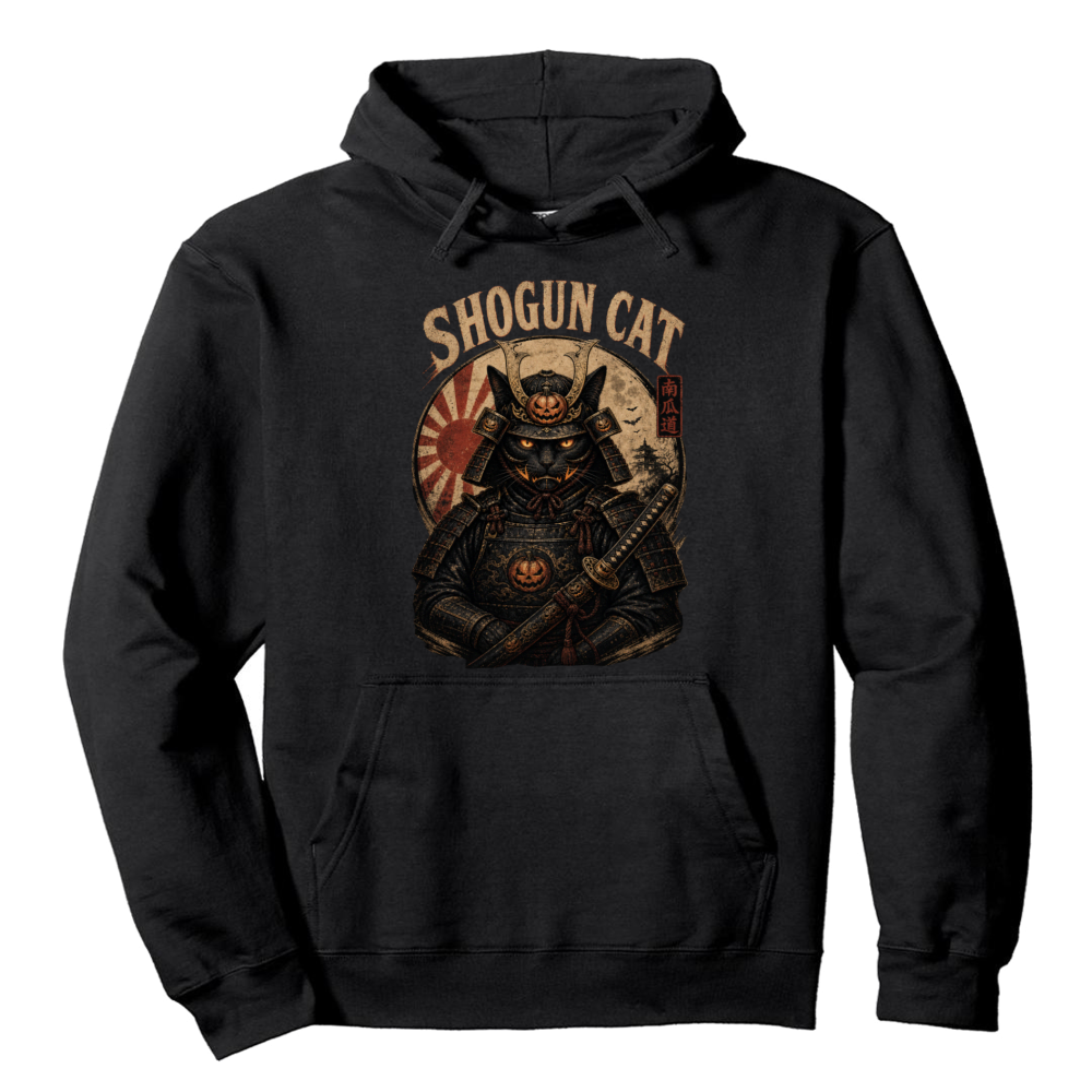 Halloween Black Cat Samurai Hoodie