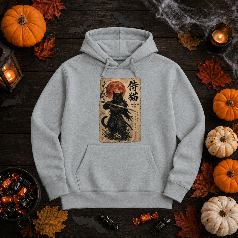 Halloween Samurai Cat Hoodie
