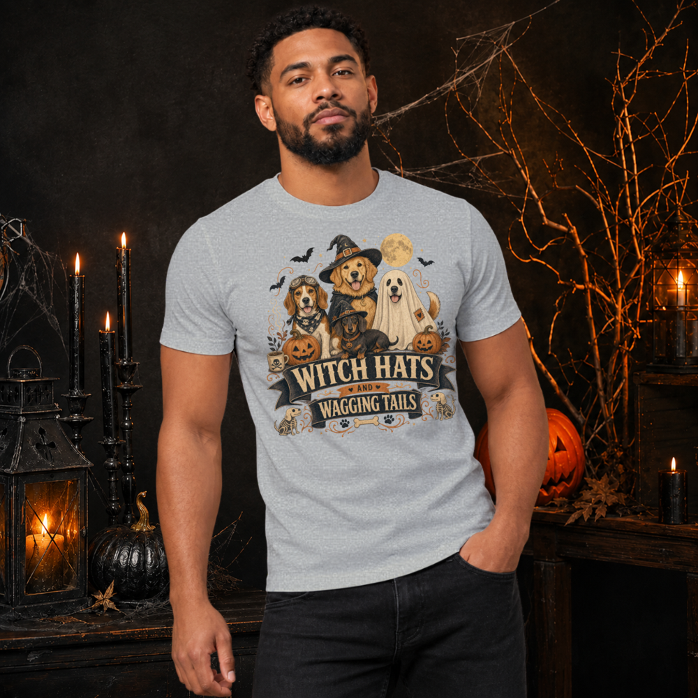 Witch Hats Wagging Tails Vintage Dog T-Shirt
