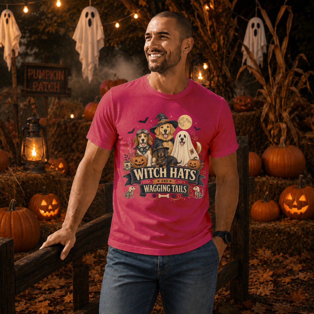 Witch Hats Wagging Tails Vintage Dog T-Shirt