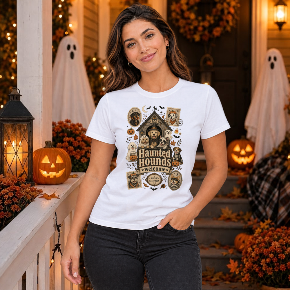 Haunted Hounds Welcome Vintage Doghouse T-Shirt