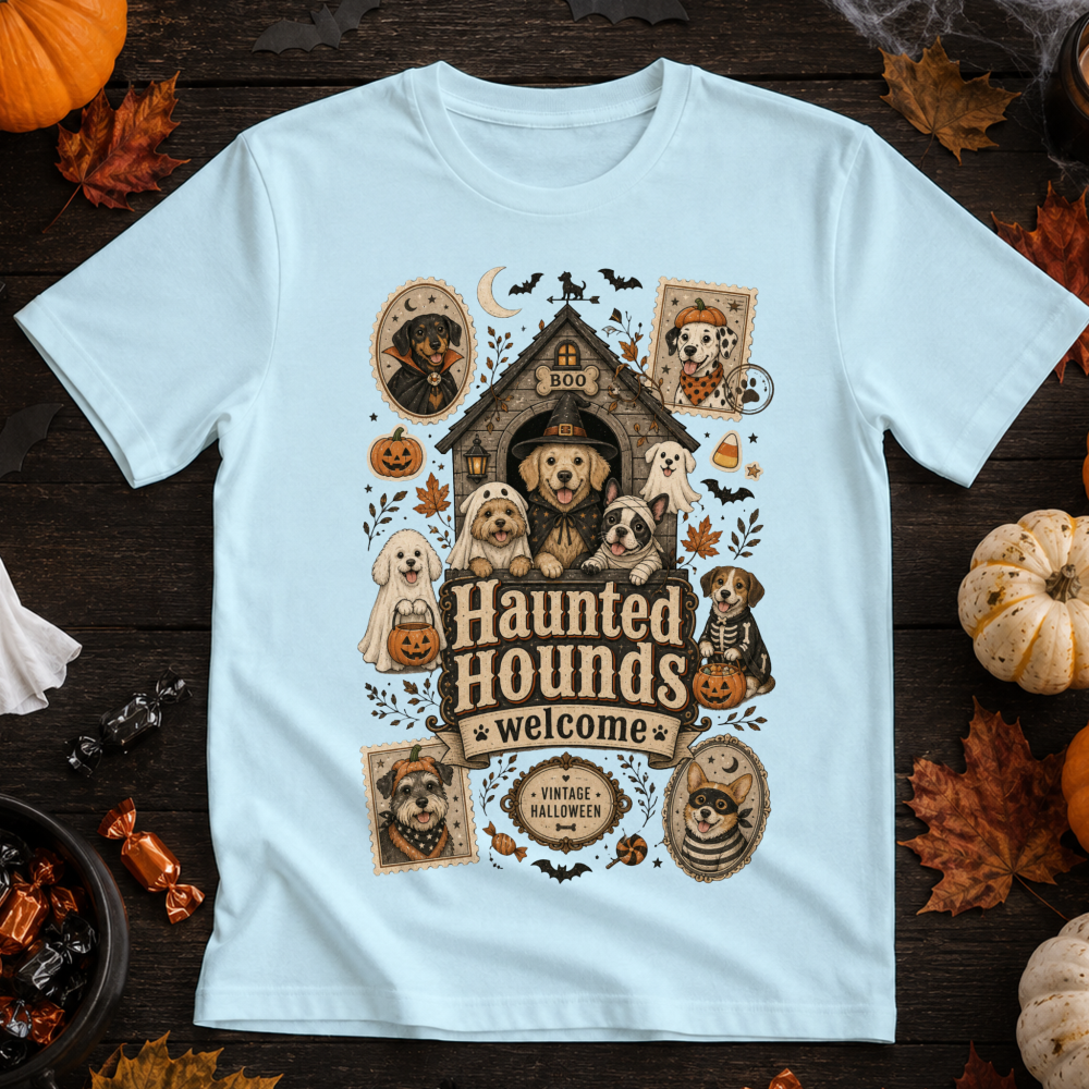 Haunted Hounds Welcome Vintage Doghouse T-Shirt