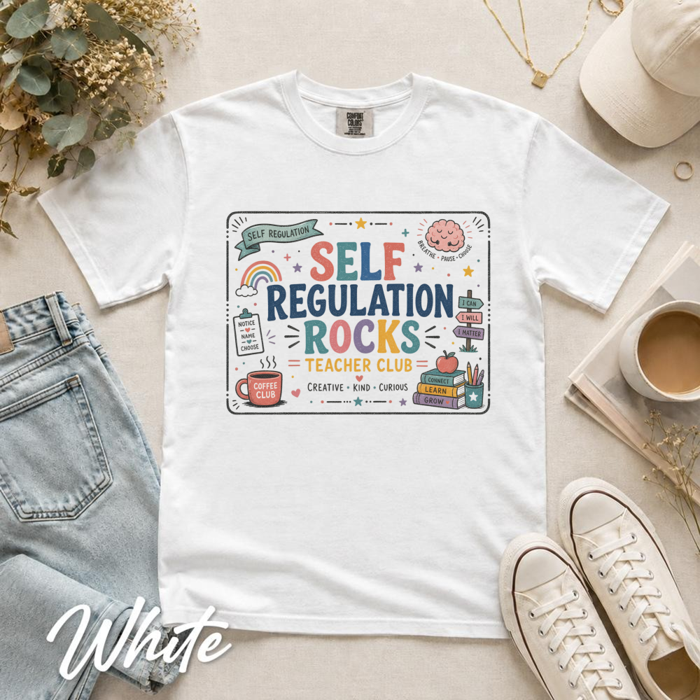 Self Regulation Rocks Vintage Teacher Badge T-Shirt