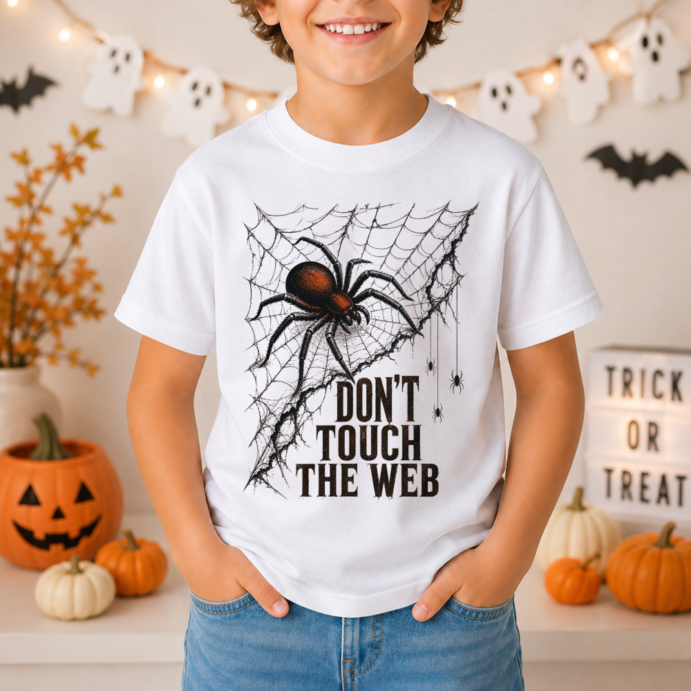Don't Touch the Web Halloween Spider Youth T-Shirt