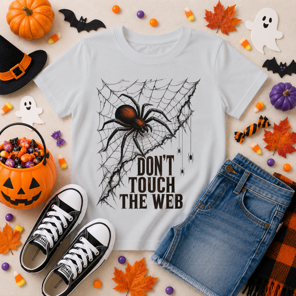 Don't Touch the Web Halloween Spider Youth T-Shirt