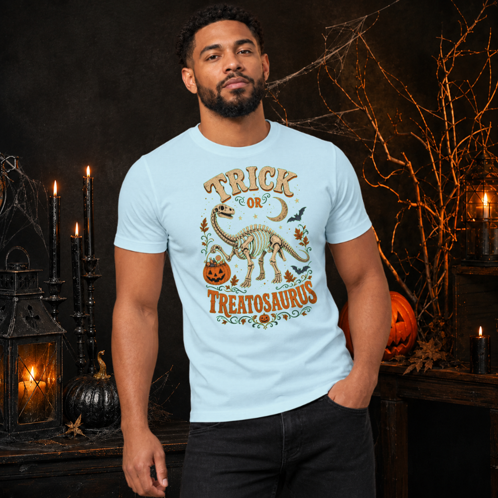 Trick Or Treatosaurus Vintage Dinosaur Skeleton T-Shirt
