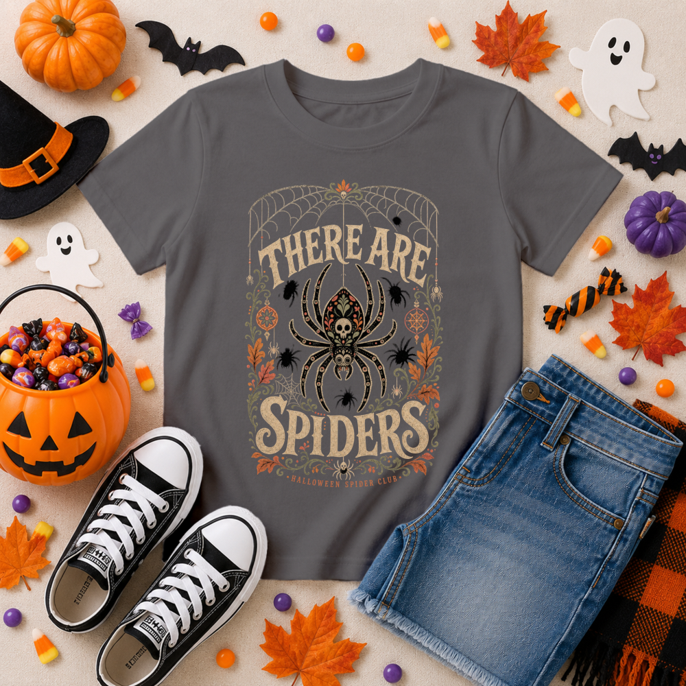 There Are Spiders Folk Art Spider Youth T-Shirt
