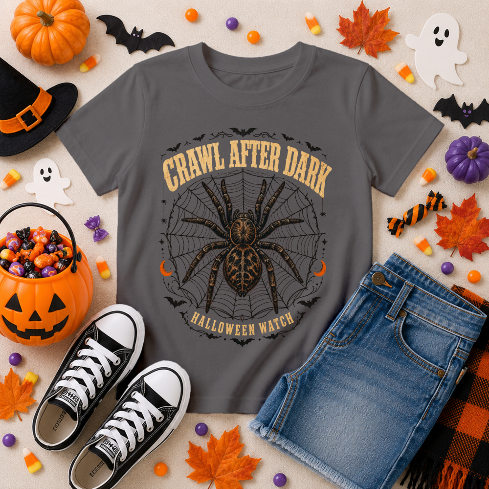Crawl After Dark Vintage Spider Youth T-Shirt