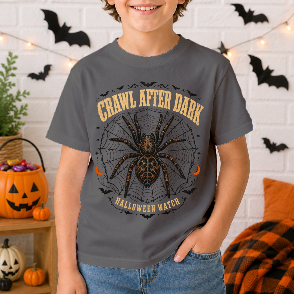 Crawl After Dark Vintage Spider Youth T-Shirt