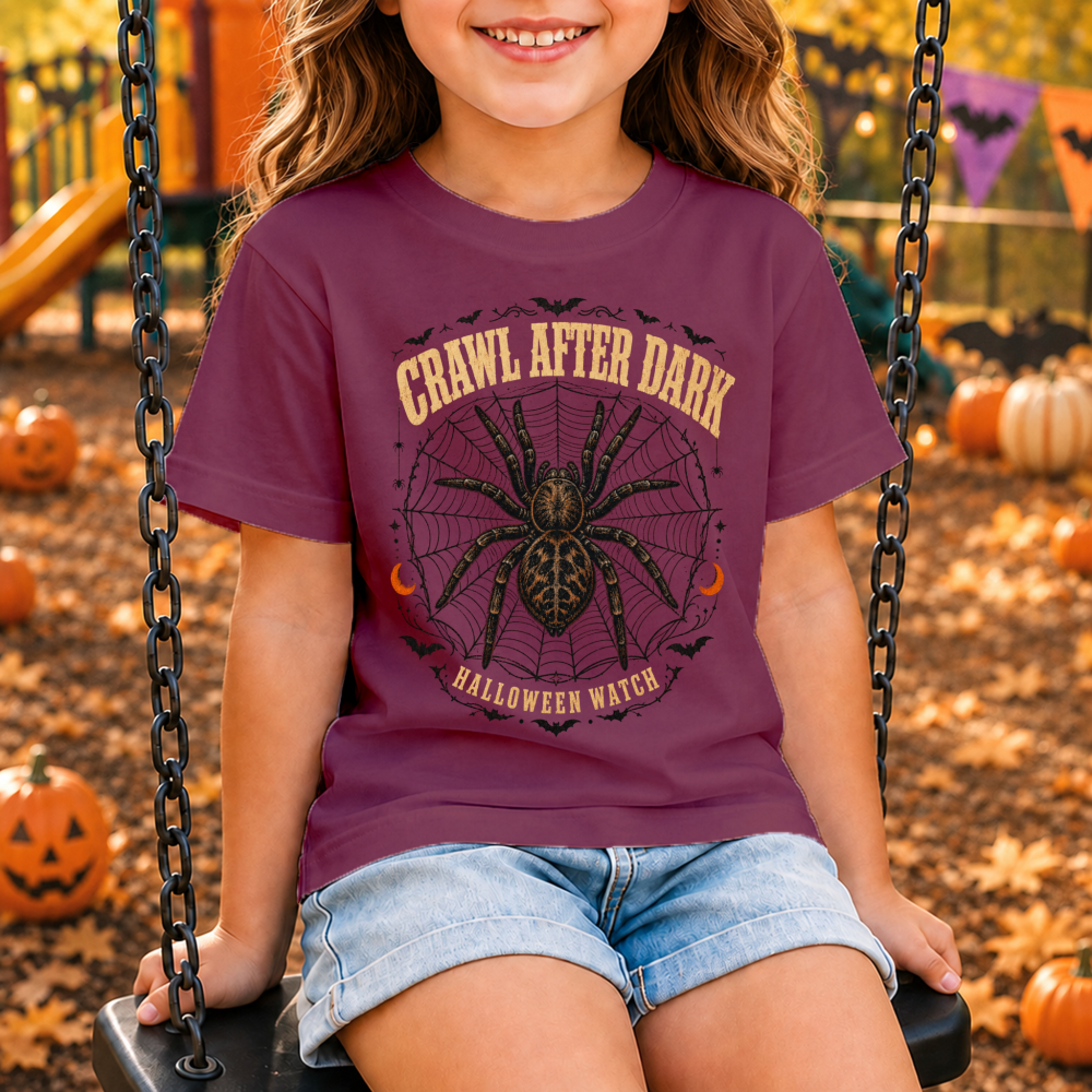 Crawl After Dark Vintage Spider Youth T-Shirt
