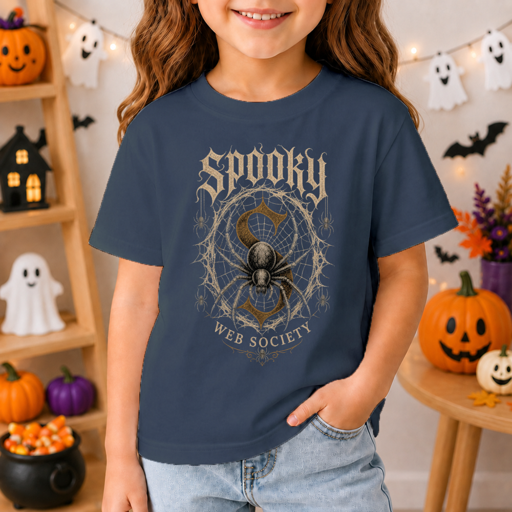 Spooky Web Society Gothic Spider Black Youth T-Shirt