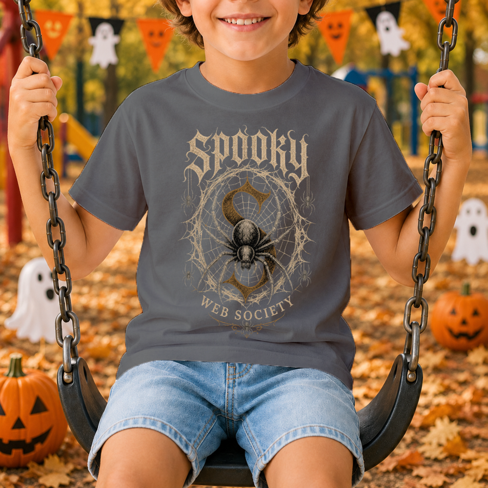Spooky Web Society Gothic Spider Black Youth T-Shirt