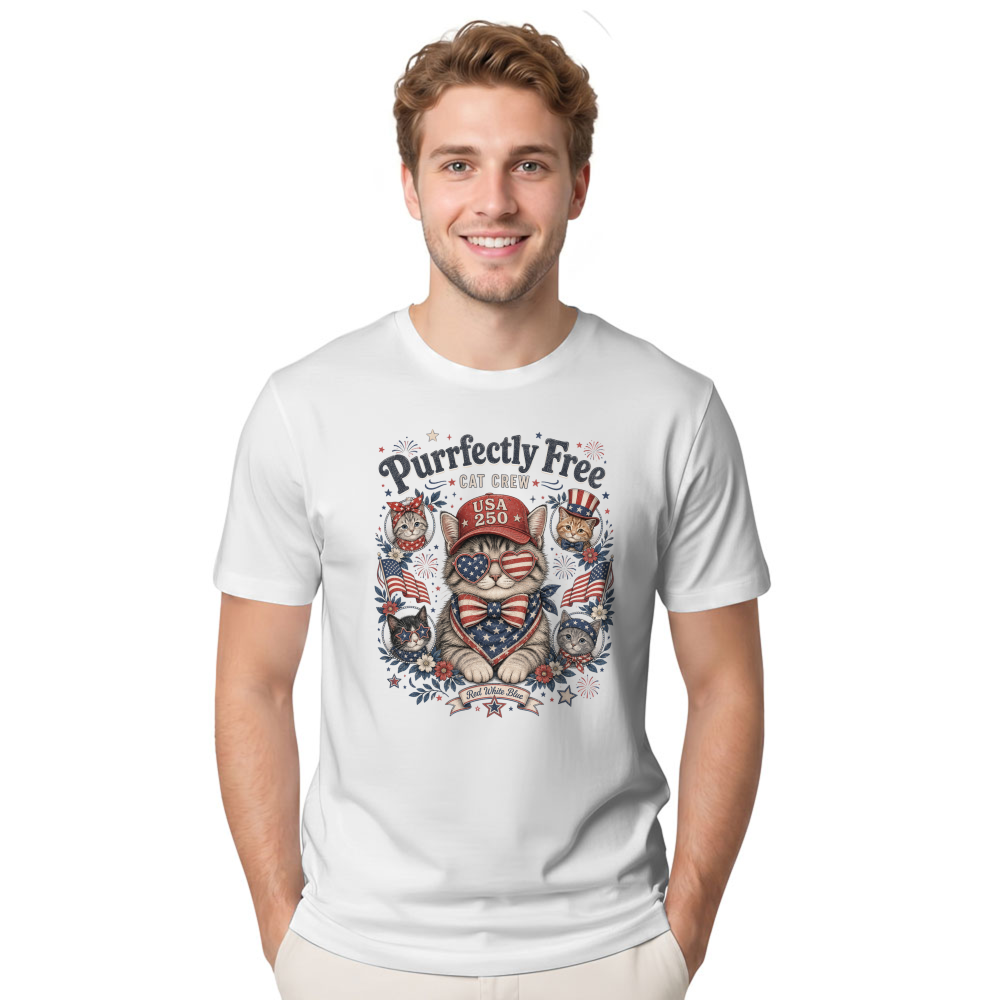 Patriotic Cat Graphic T-Shirt