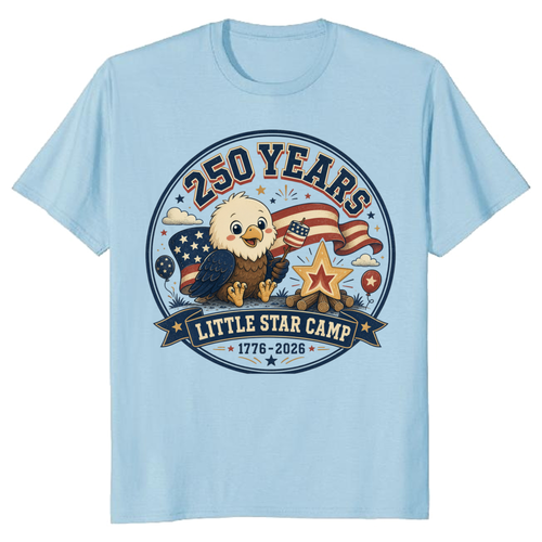 Cute Cartoon Bald Eagle, 4th Of July American Flag Merica USA 250 Years Still Free Funny Red White Blue Celebration T-Shirt