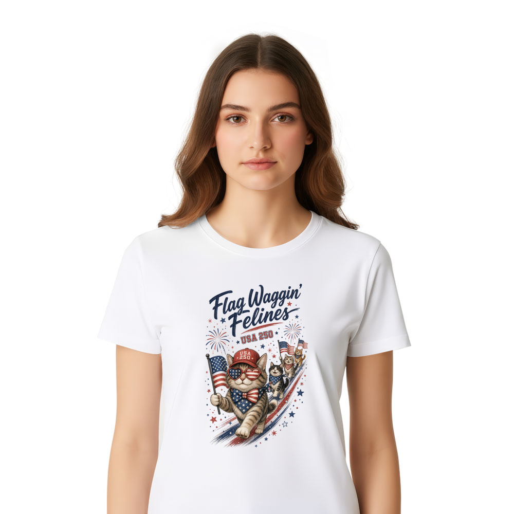 Patriotic Cat Graphic T-Shirt