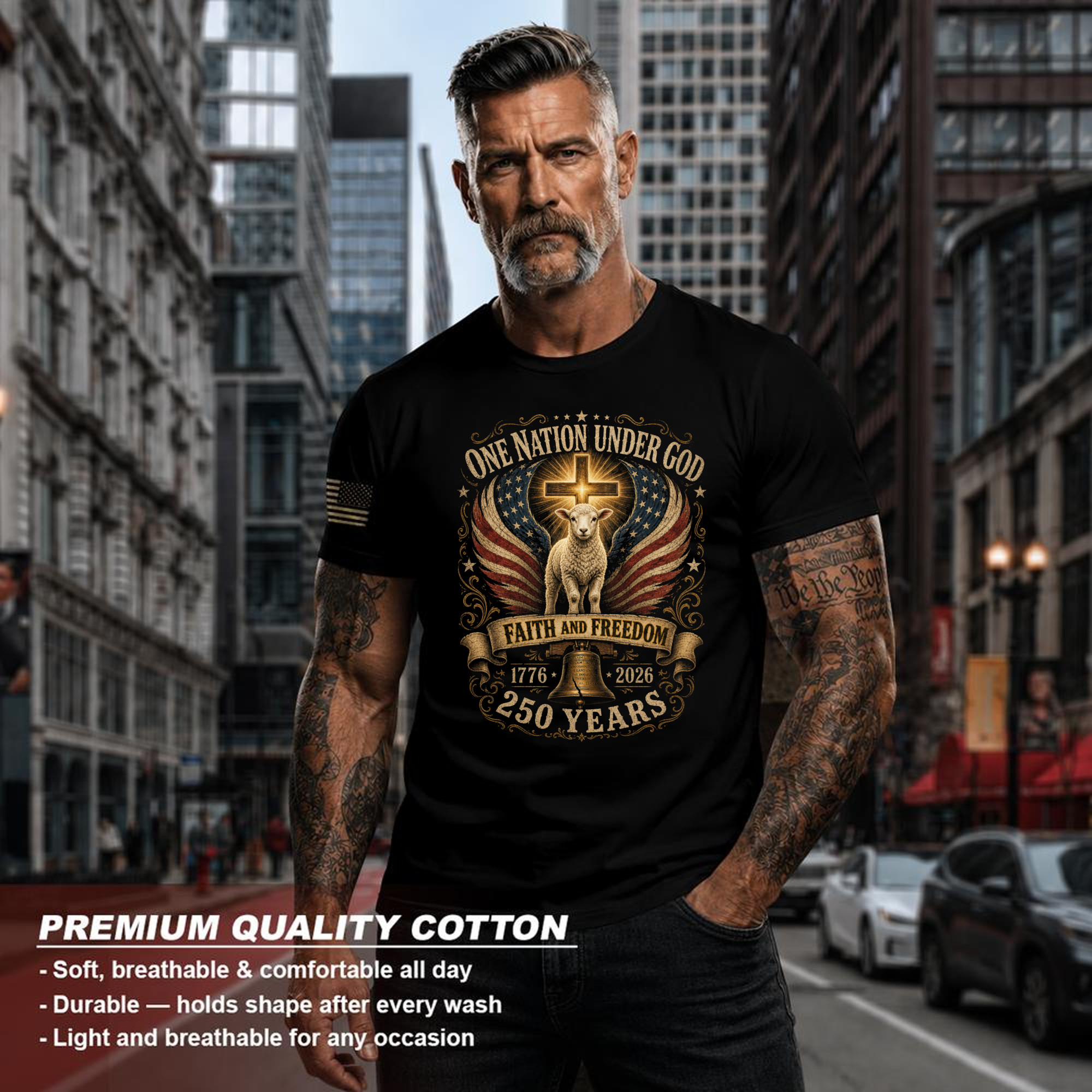 Patriotic Cross Graphic T-Shirt