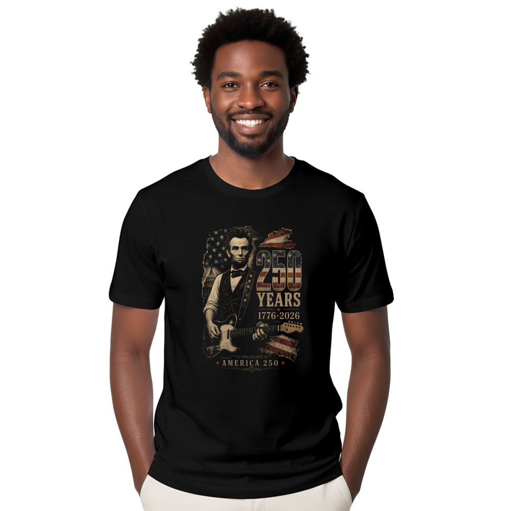 Retro Abraham Lincoln Playing Guitar Graphic T-Shirt