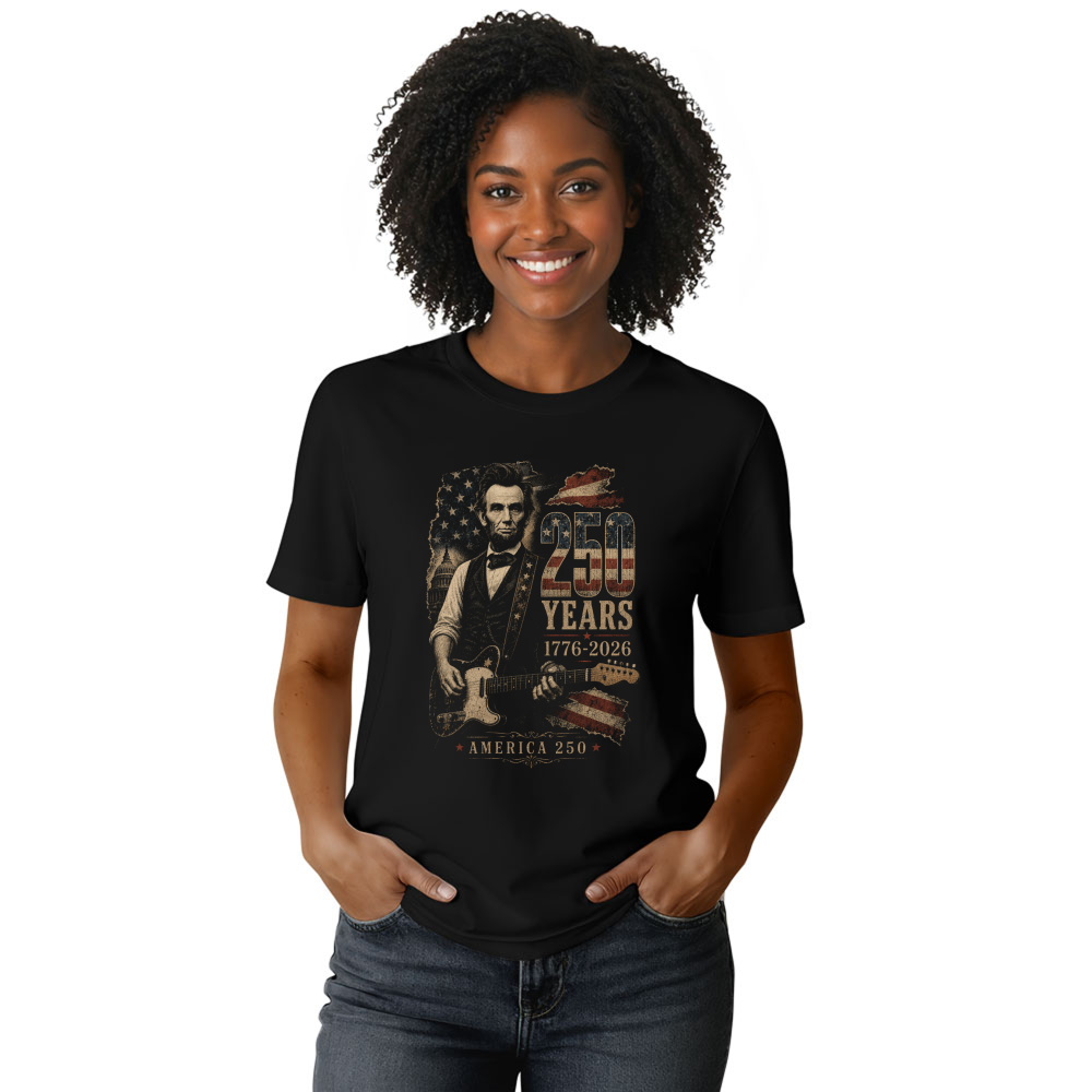 Retro Abraham Lincoln Playing Guitar Graphic T-Shirt
